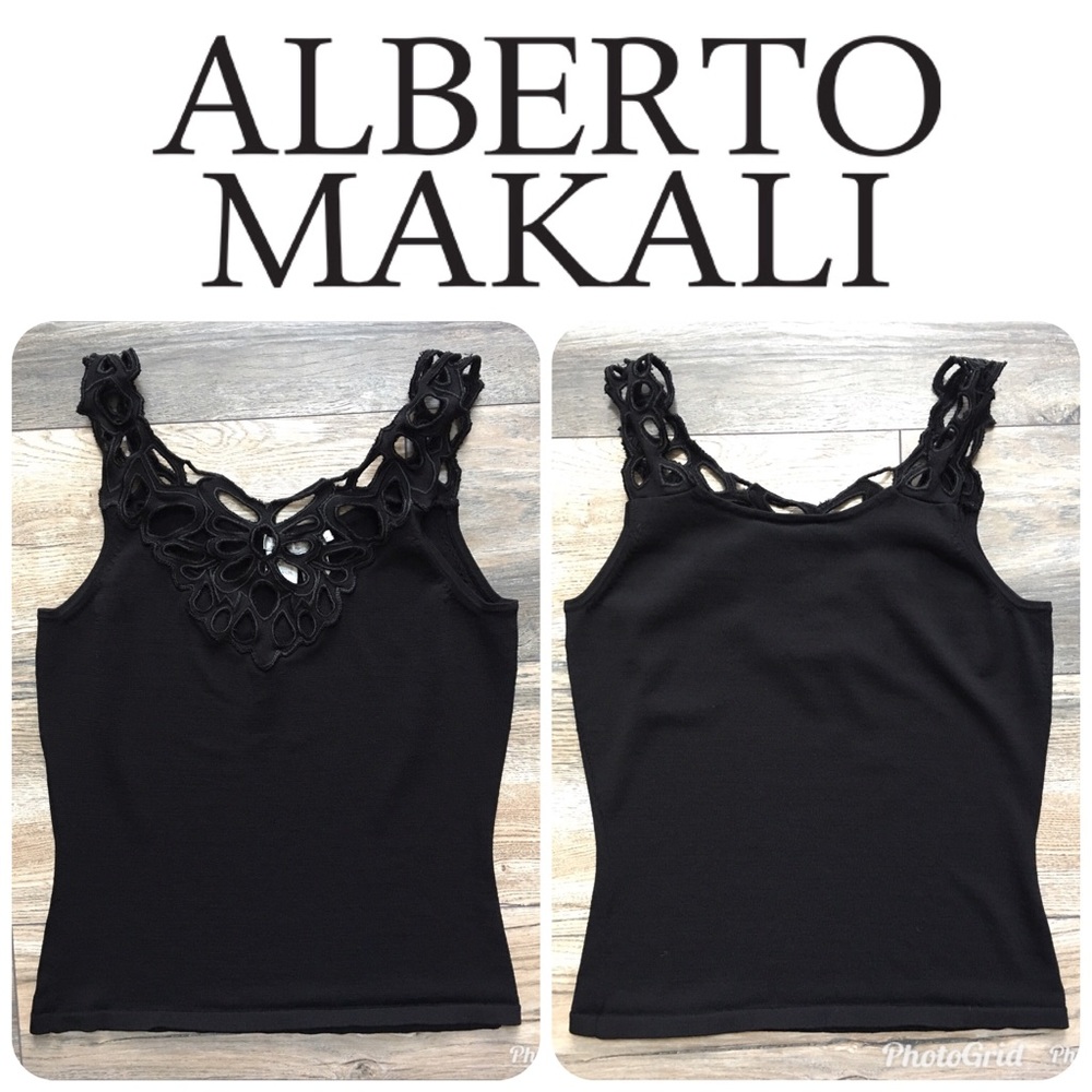 Alberto Makali Black Lace Detail Blouse